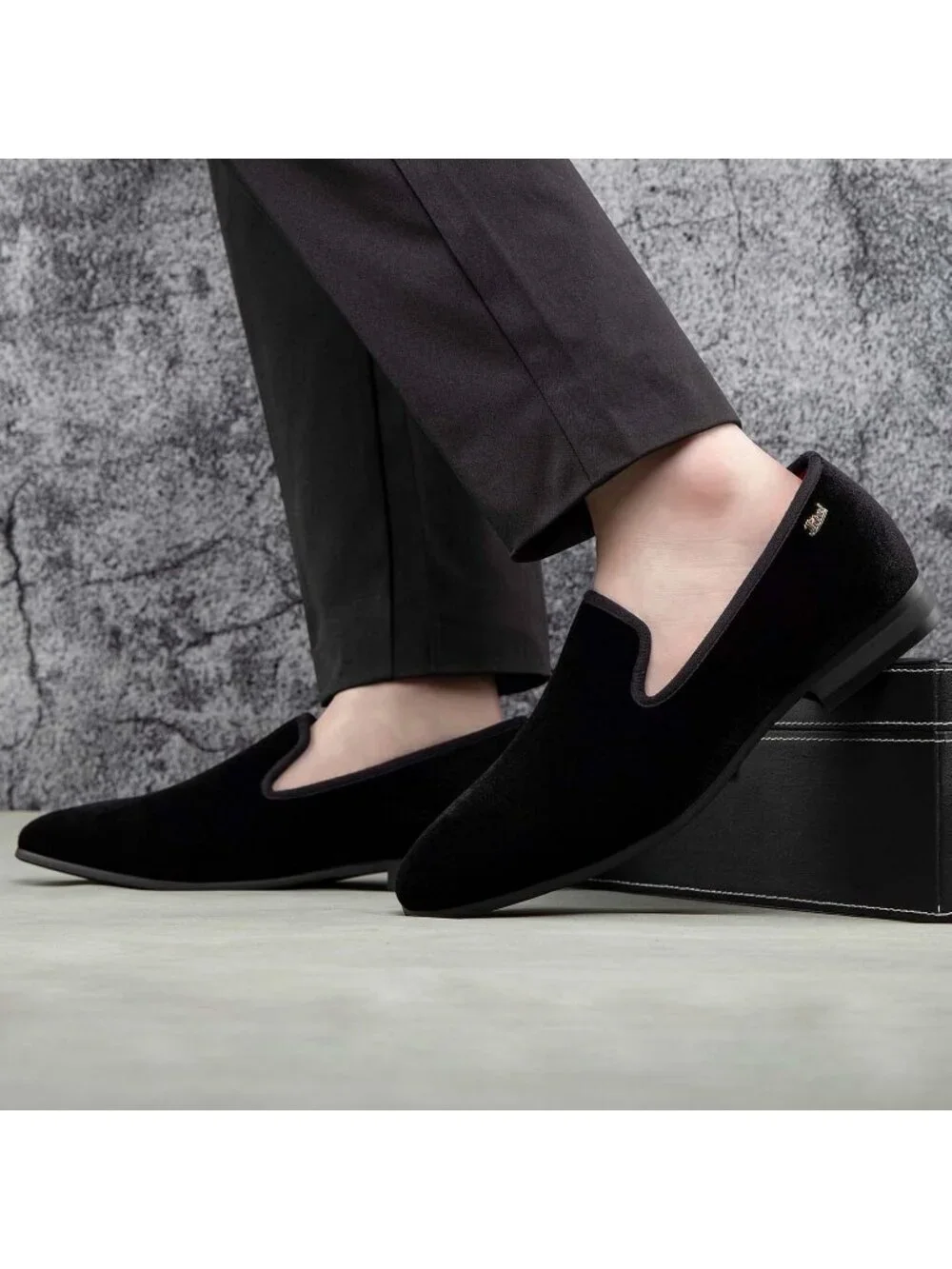 JITAI Men's Black15 Elegant Rubber & Leather Penny Loafers Casual Formal Shoes